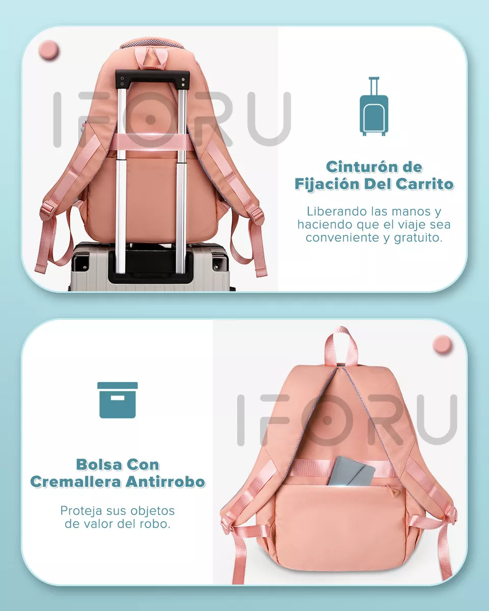 M Mochila Escolar Viaje Bolsa Para Laptop 15.6 Inch de Mujer Naranja Iforu 30 L