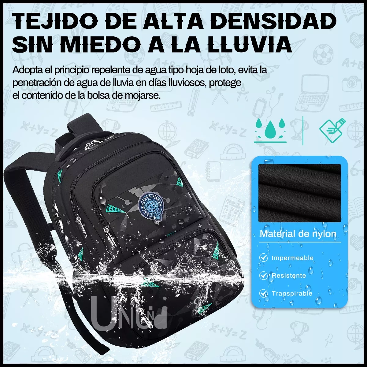 M Mochila escolar viaje Uniuni Escolar Viaje UN-S723 color negro 30L