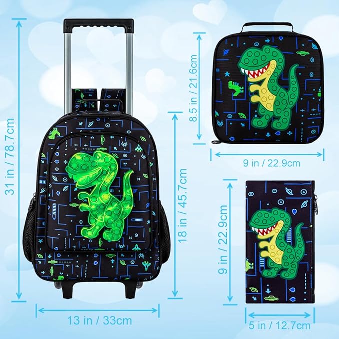 A gxtvo - Mochila rodante para niñas y niños, bolsa de libros con ruedas para niños