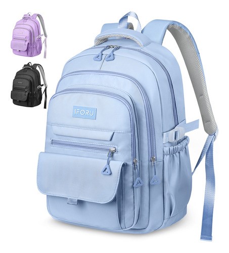 Mochila Escolar Para Laptop 3 Capas Iforu 40 L Azul