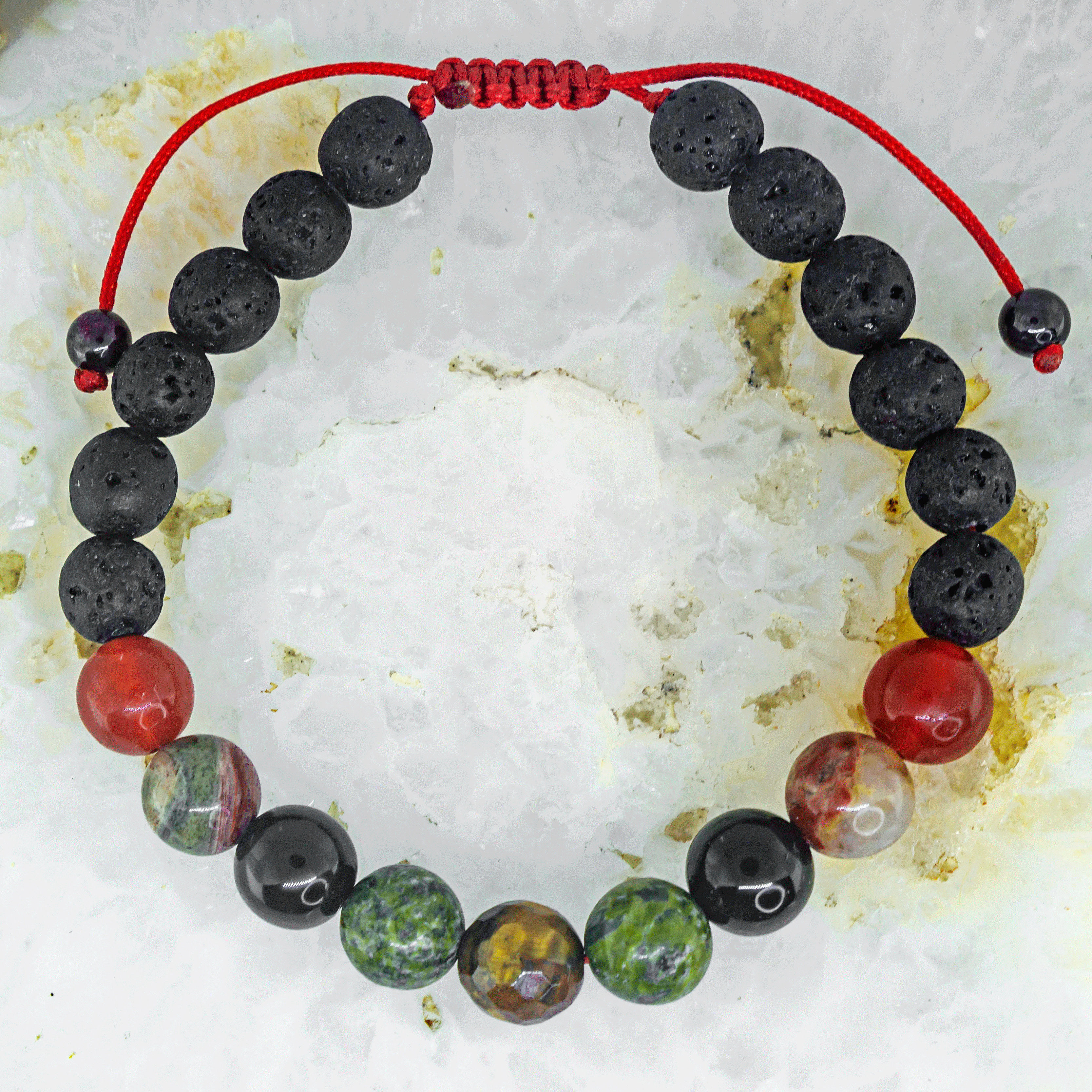 Pulsera de Cuarzos Naturales doble protección contra envidia y mal de ojo