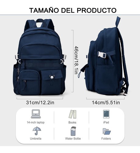 Mochila Escolar Secundaria Para Mujer AZUL OSCURO