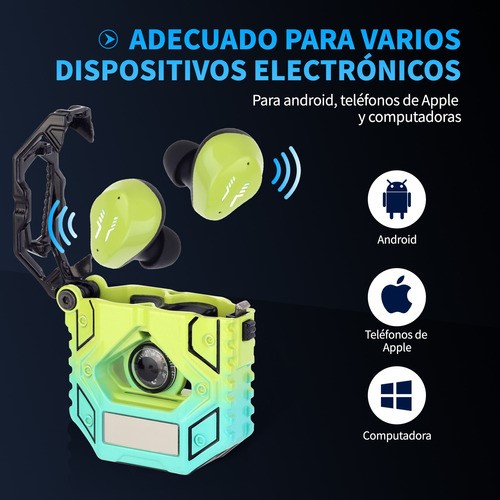 Audífonos Gamer Bluetooth Inalámbricos Auriculares De Ruido Verde degradado