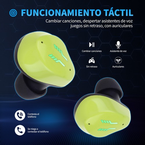 Audífonos Gamer Bluetooth Inalámbricos Auriculares De Ruido Verde degradado