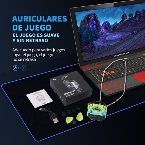 Audífonos Gamer Bluetooth Inalámbricos Auriculares De Ruido Verde degradado