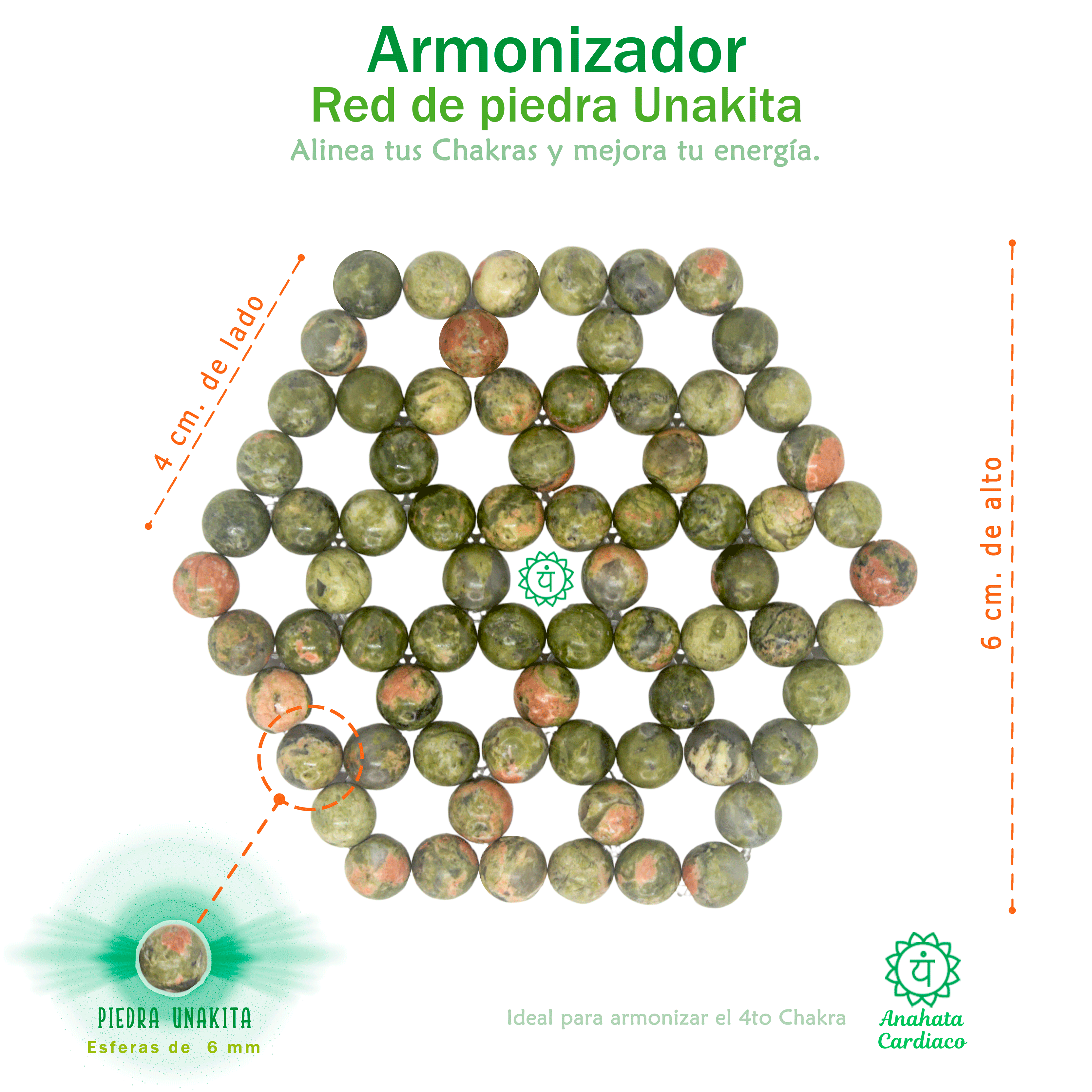 Red Energética Meditación Armonizador Cuarzos y Piedras Naturales Piedra Unakita