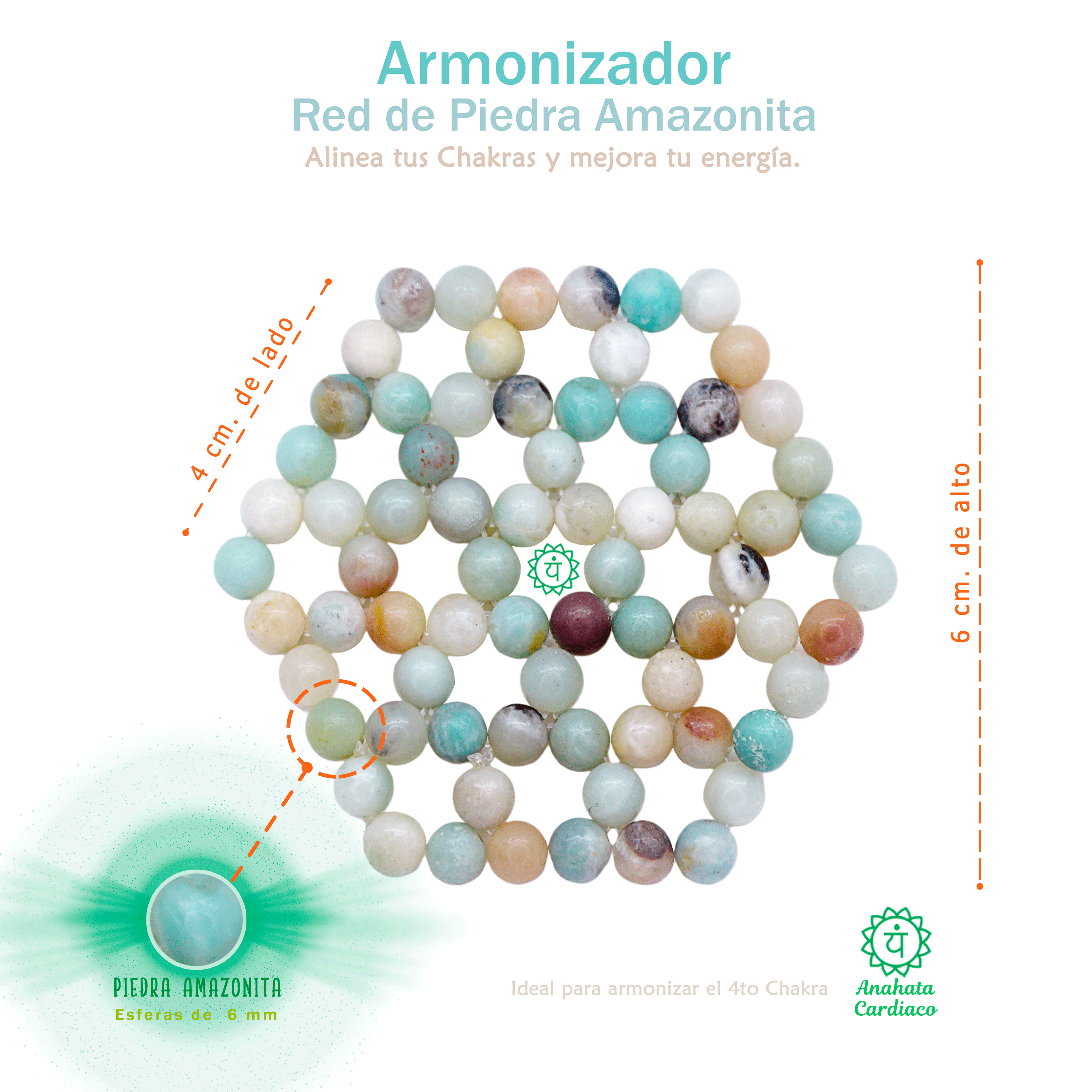 Red Energética Meditación Armonizador Cuarzos y Piedras Naturales Amazonita