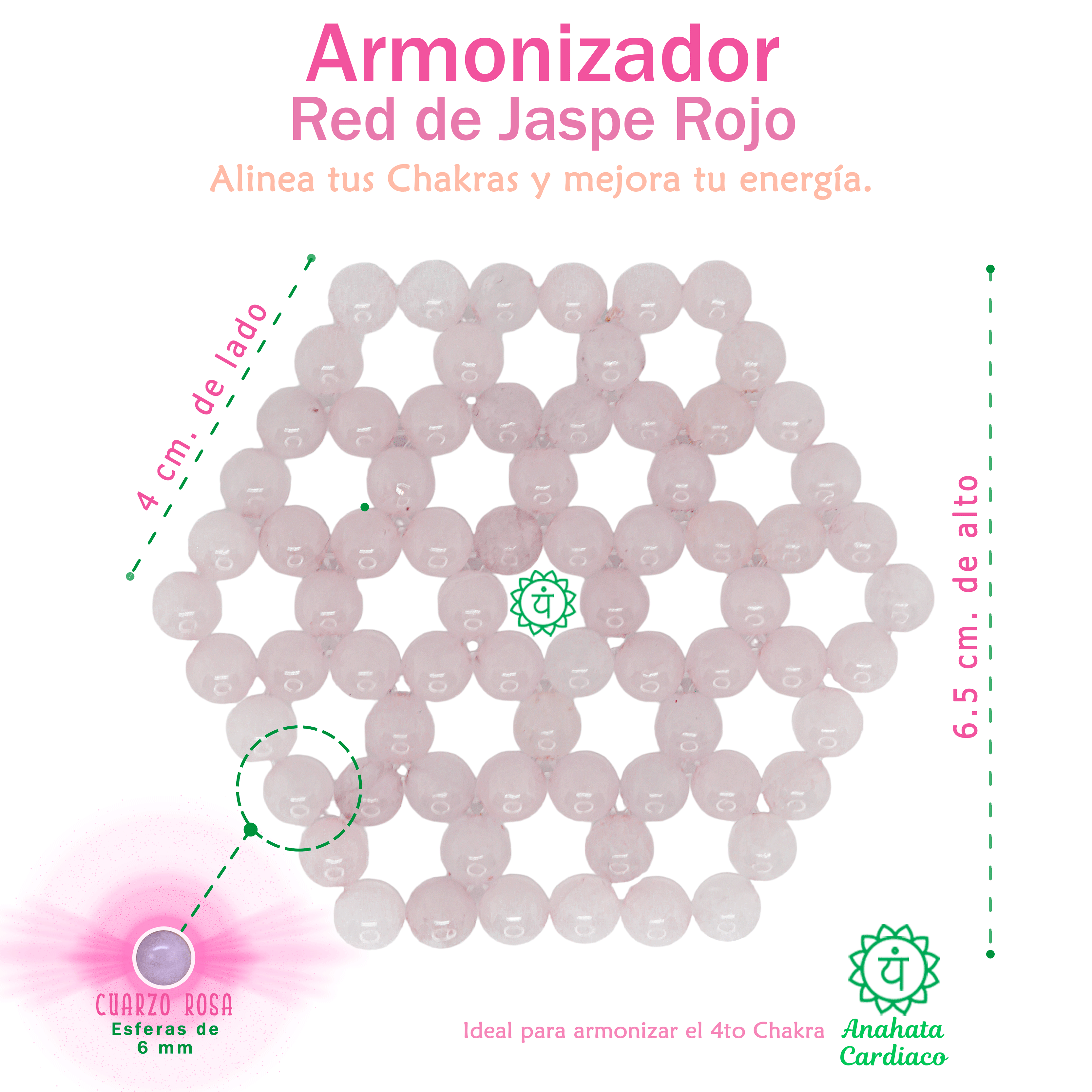 Red Energética Meditación Armonizador Cuarzos y Piedras Naturales Cuarzo Rosa