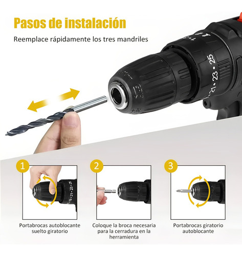 Taladro Inalambrico Con 2 Batería De Litio 2x48v Color Negro