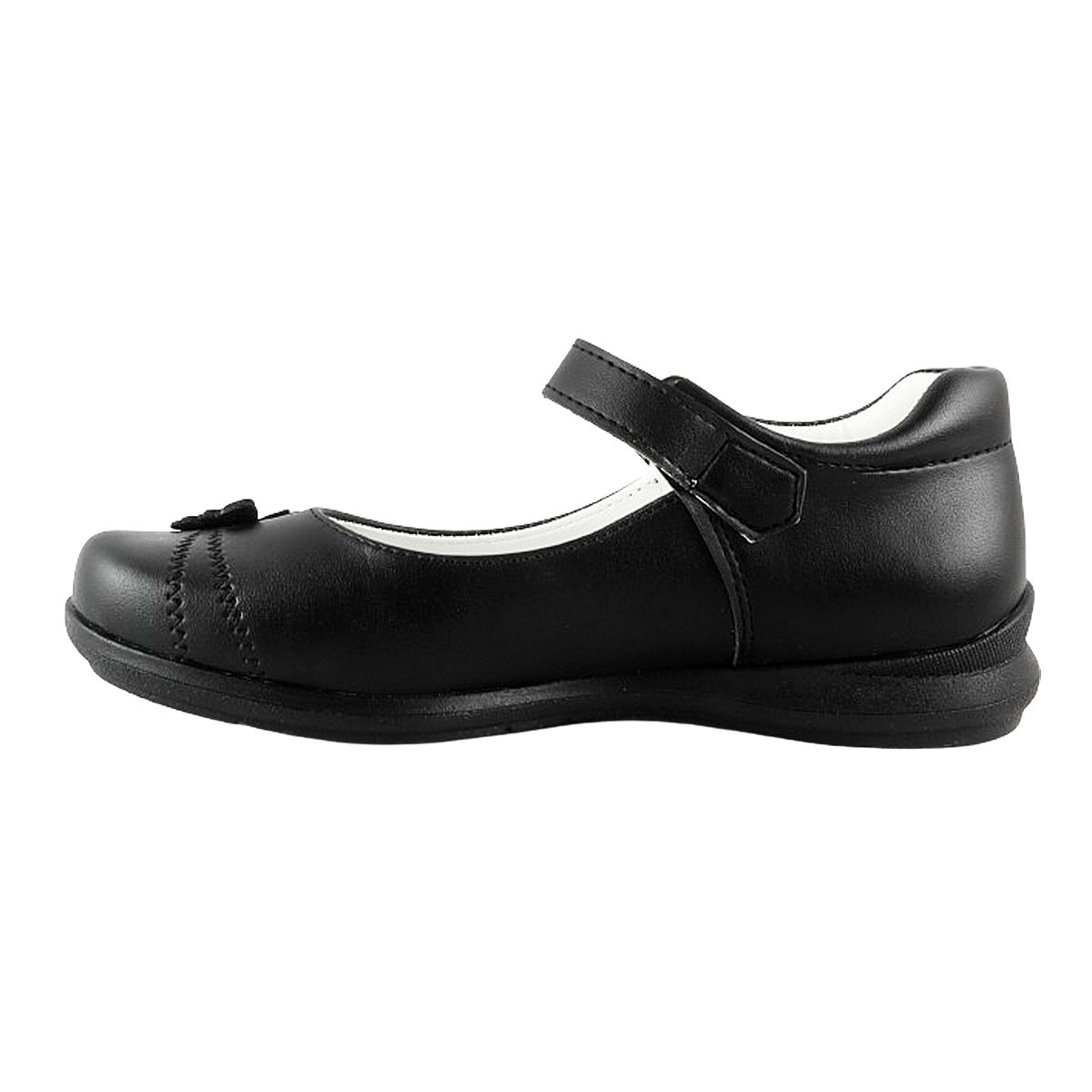 Zapato Niña Escolar Arco Soporte Cómodo Flats Negro 21-404-n