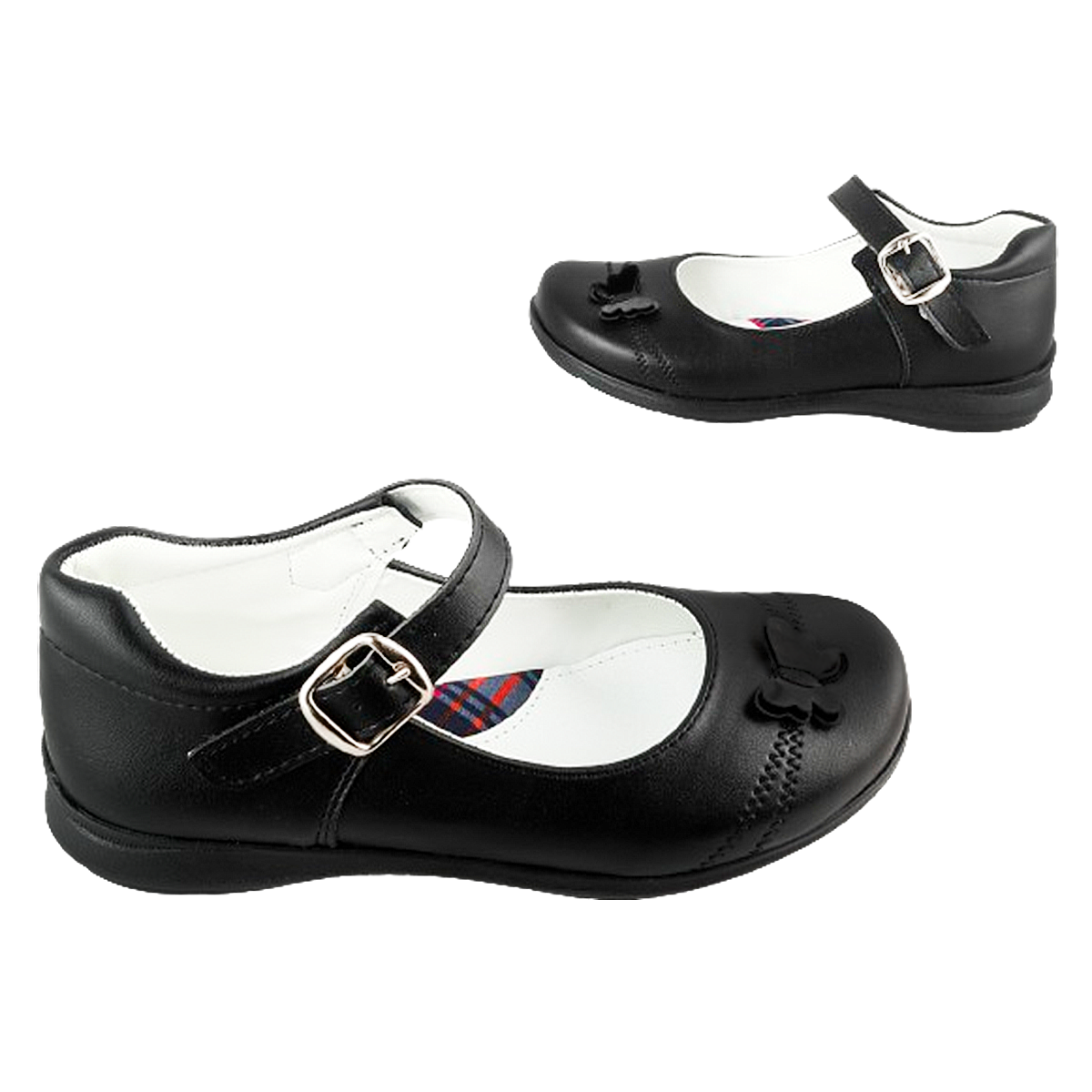 Zapato Niña Escolar Arco Soporte Cómodo Flats Negro 21-404-n