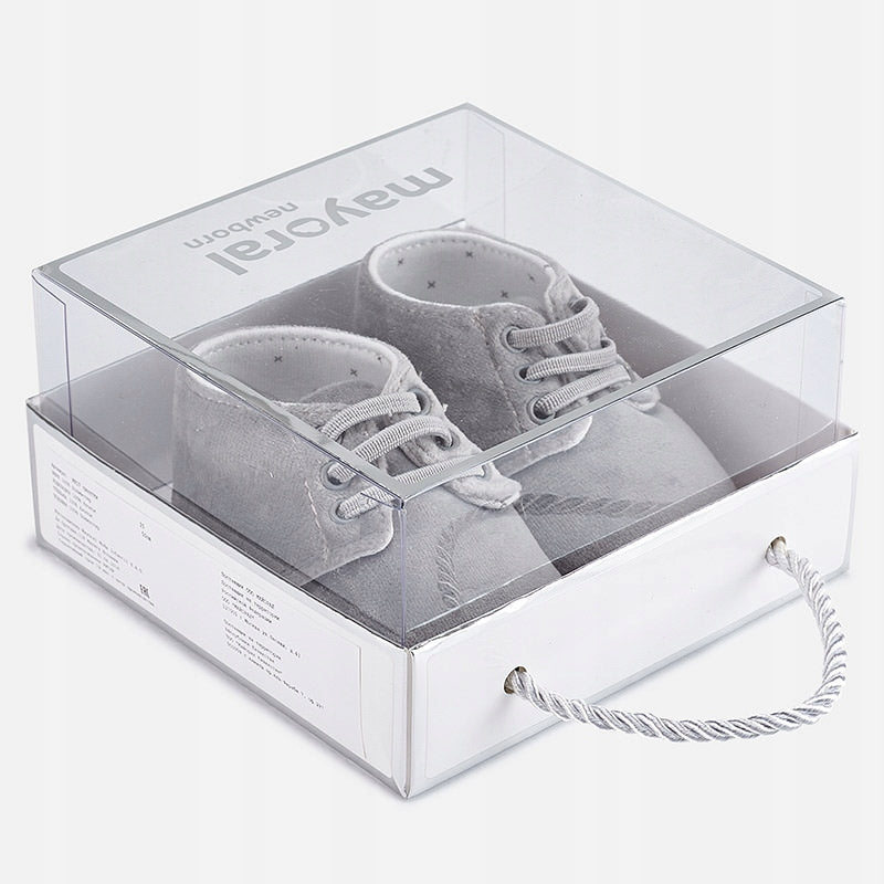 Zapato Terciopelo Estrellas Gris Para Bebé MAYORAL
