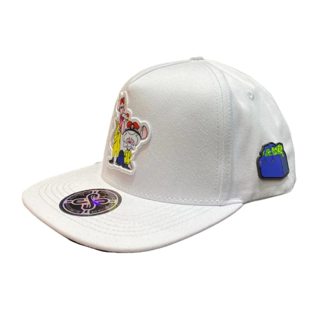 Gorra Snapback Mr. Kash Pinky & Cerebro blanca MKPCB03