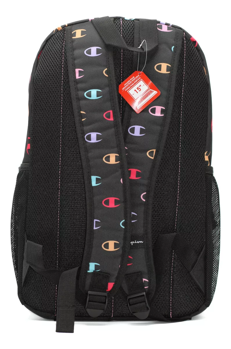 ML Mochila Escolar Champion Portalaptop Color Negro Diseño De La Tela Lisa