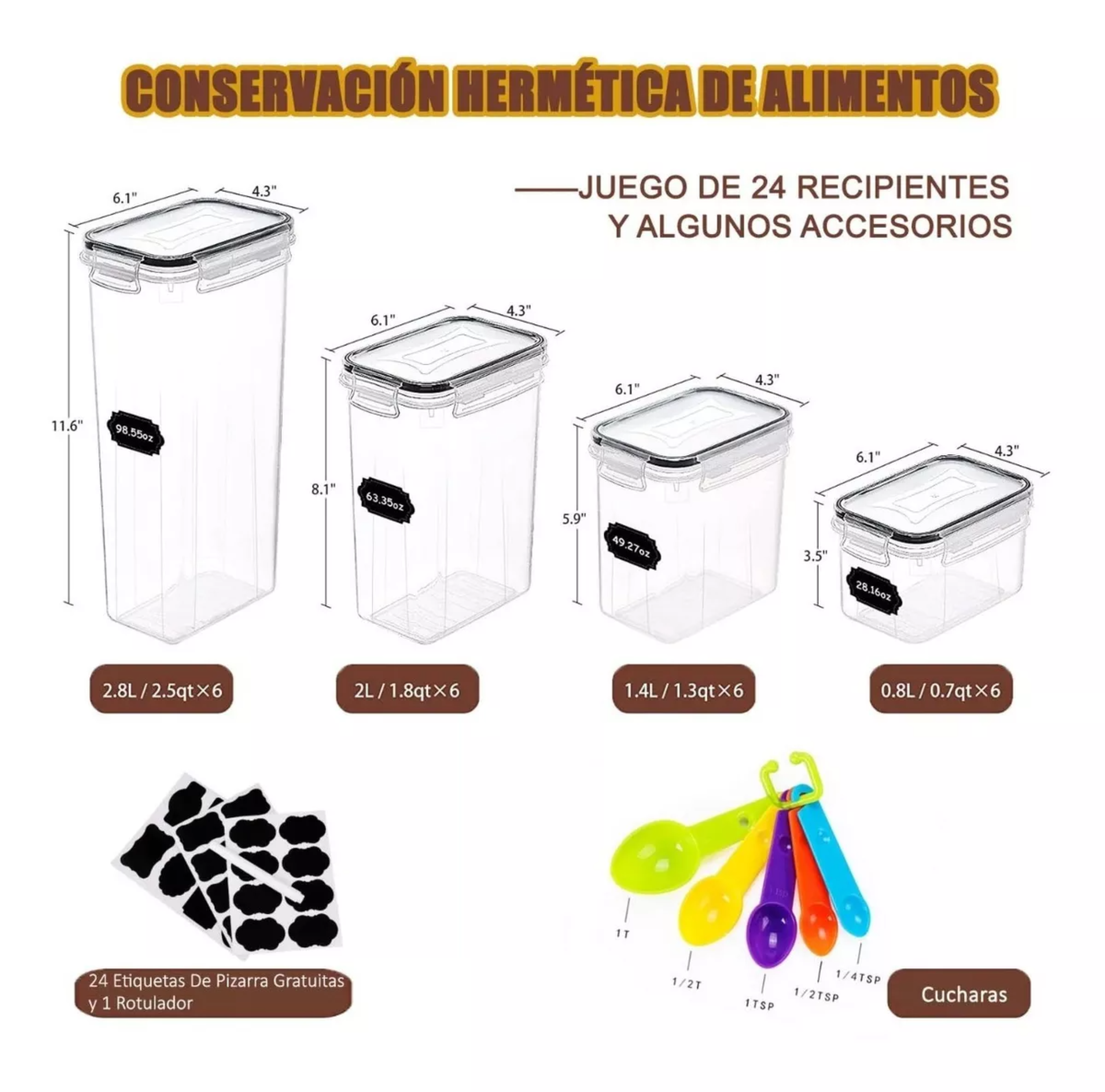 O F E R T A Contenedores Plásticos Herméticos Para Almacenar 24 Piezas