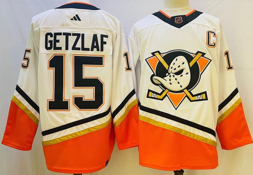 Fabuloso! Jersey Hockey Mighty Ducks Patos BORDADO White Orange Getzaf 15 Talla S