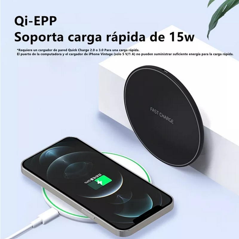 Cargador Inalámbrico 15W Qi Wireless Charger