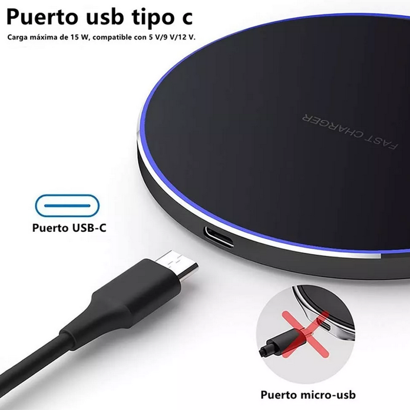 Cargador Inalámbrico 15W Qi Wireless Charger