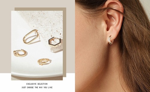 Aretes De Laminado de Oro 14k Mujer Arracadas Huggies Moda 6 PARES