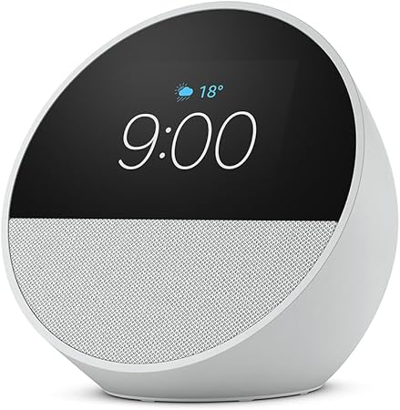 Echo Spot (modelo de 2024) despertador inteligente con sonido vibrante y Alexa Blanco