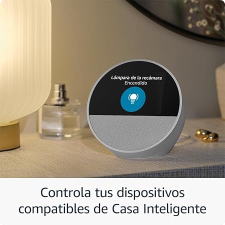 Echo Spot (modelo de 2024) despertador inteligente con sonido vibrante y Alexa Blanco