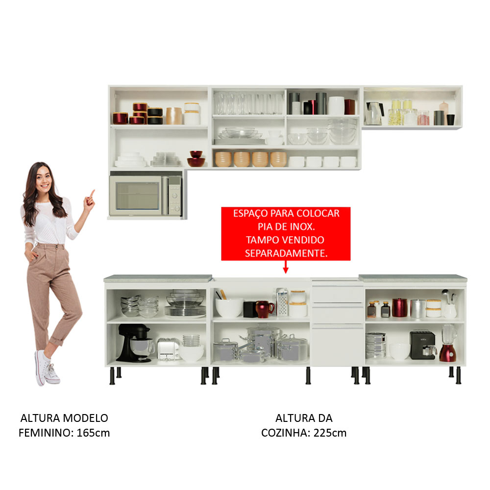 Cocina Integral Completa Modular Madesa Emilly Genova 280cm BB