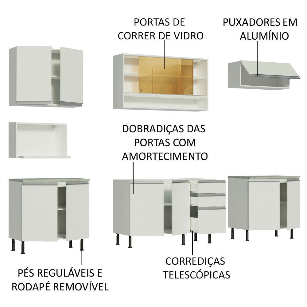 Cocina Integral Completa Modular Madesa Emilly Genova 280cm BB