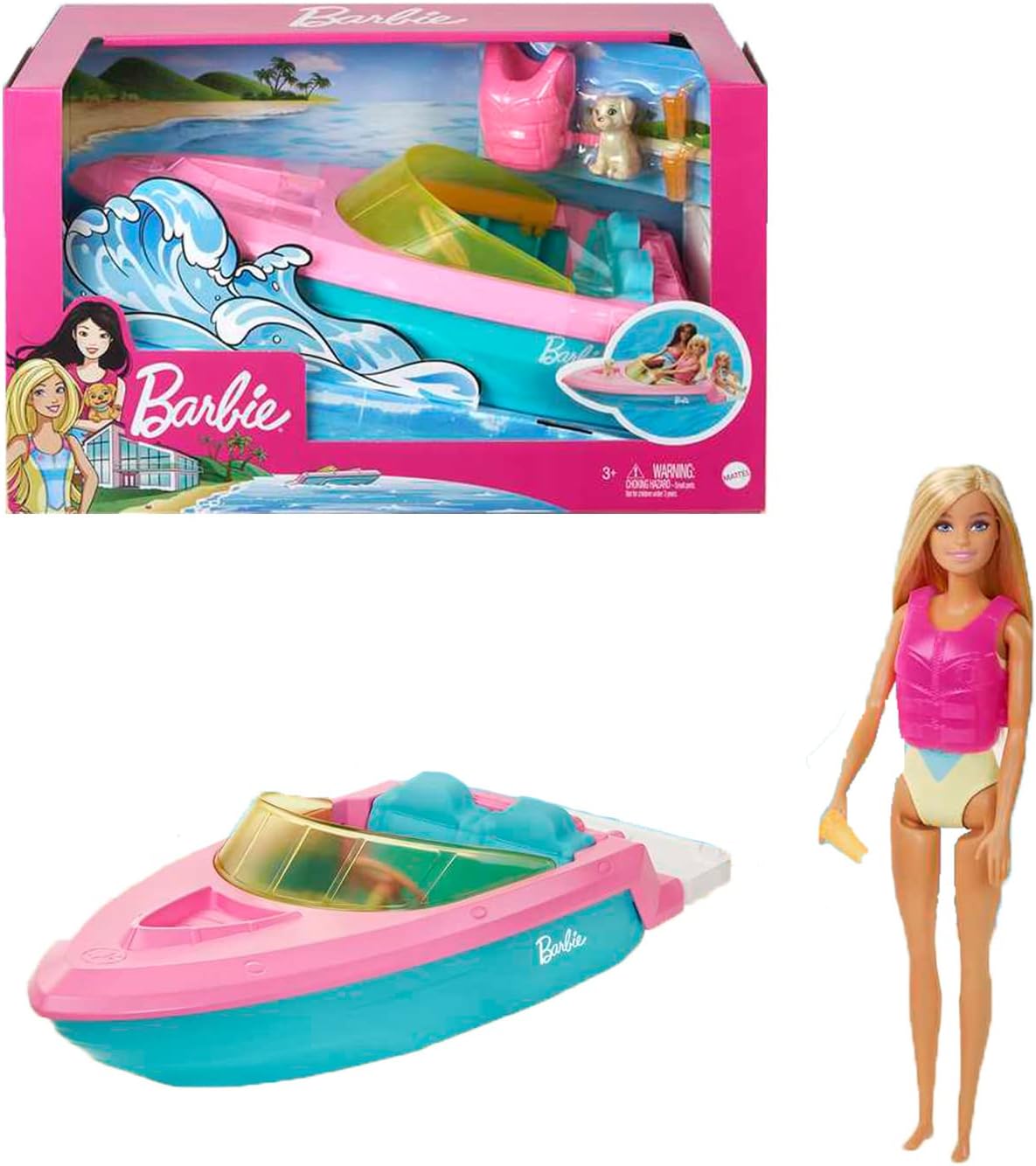  Barbie muñeca Con Lancha Y Mascota