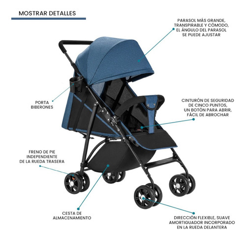 Carriola Carreola De Bastón Plegable Para Bebé Reclinable