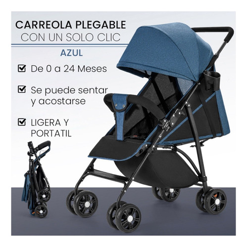 Carriola Carreola De Bastón Plegable Para Bebé Reclinable