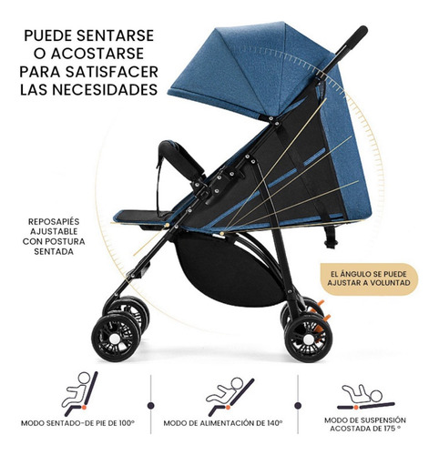 Carriola Carreola De Bastón Plegable Para Bebé Reclinable