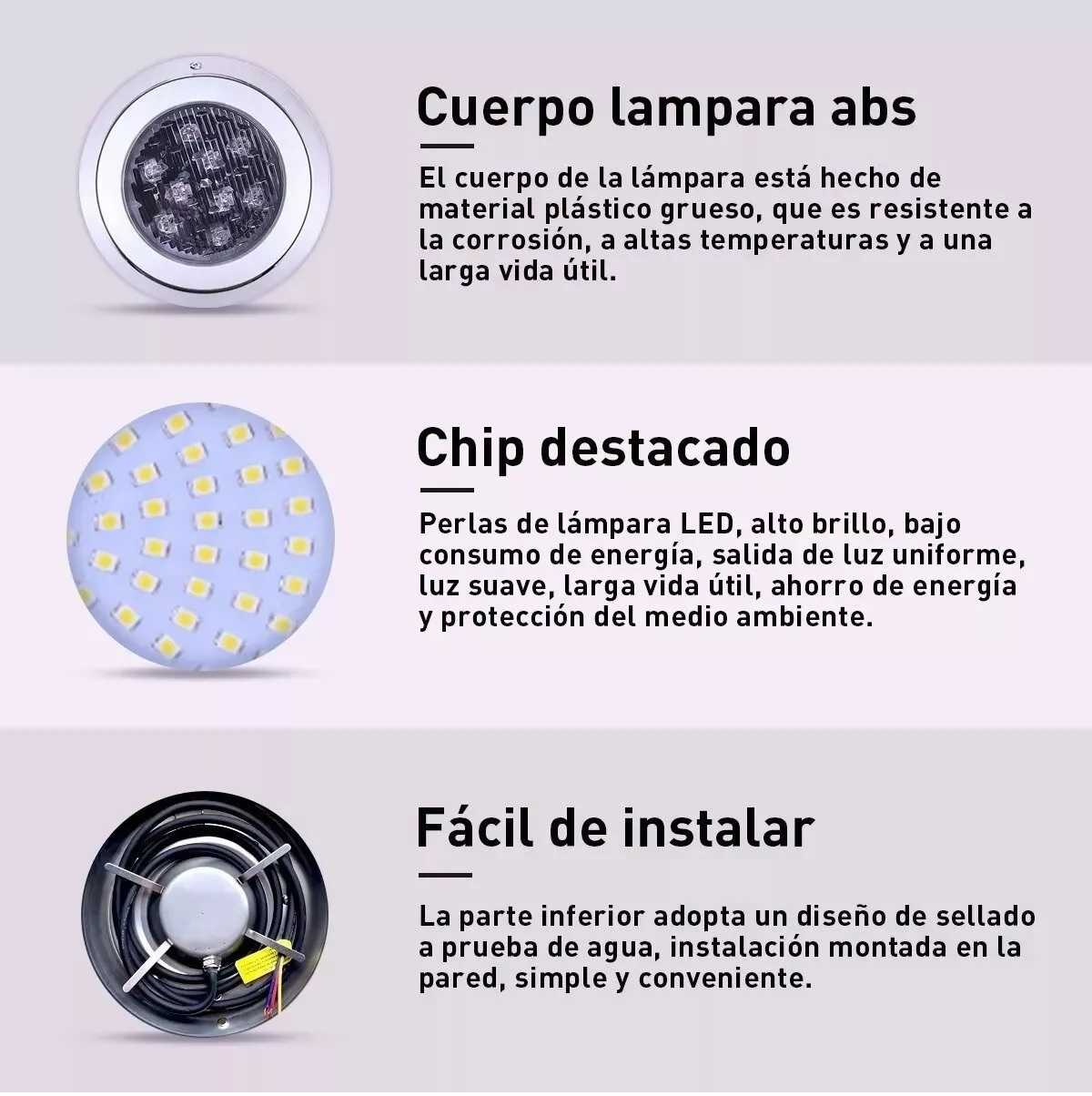 Luz Led Piscina Lampara Para Alberca 24w Rgb + Transformador