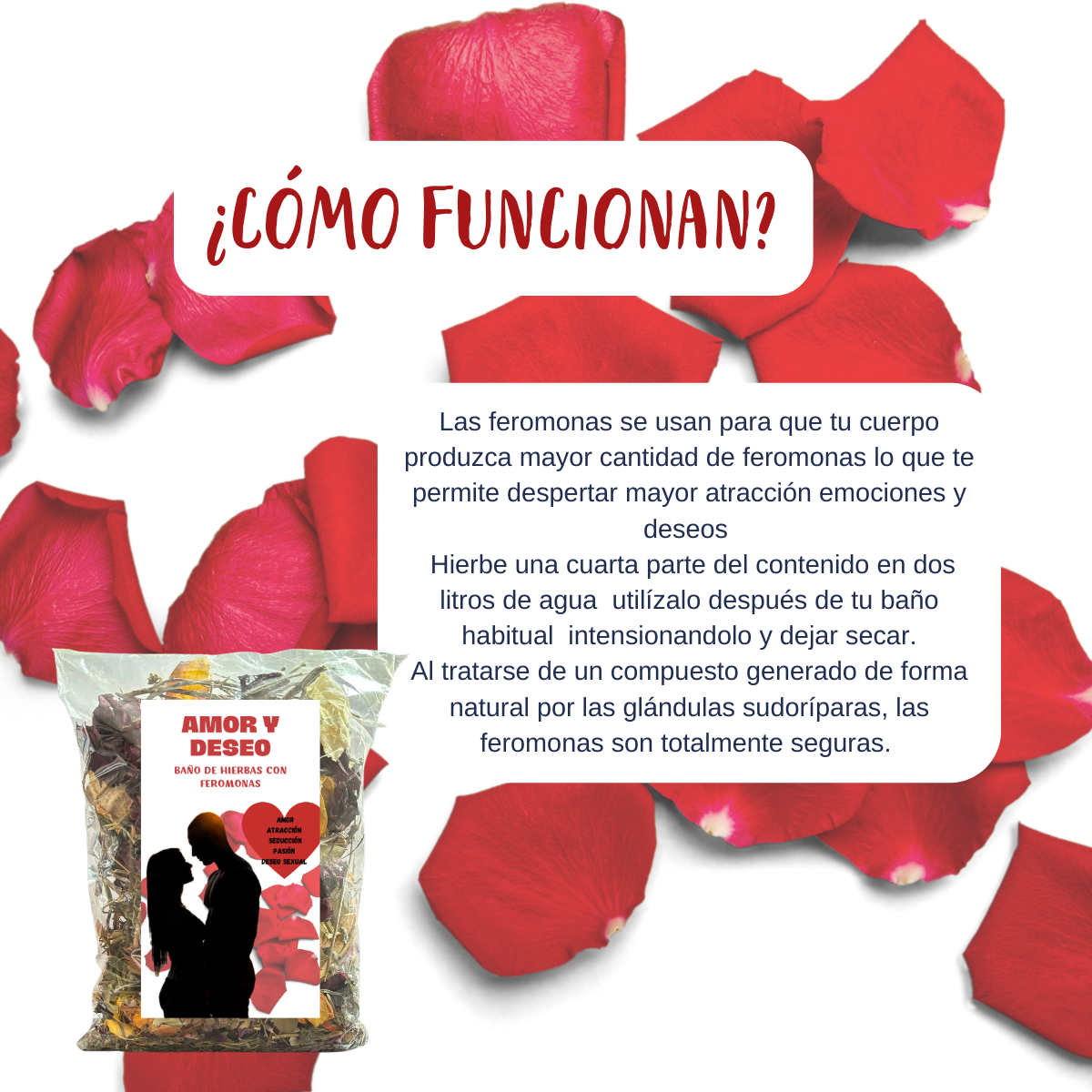 Baño de hierbas con feromonas atracción sexual amor deseo