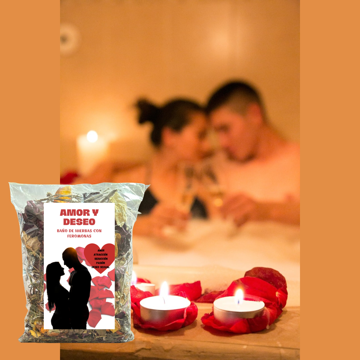 Baño de hierbas con feromonas atracción sexual amor deseo