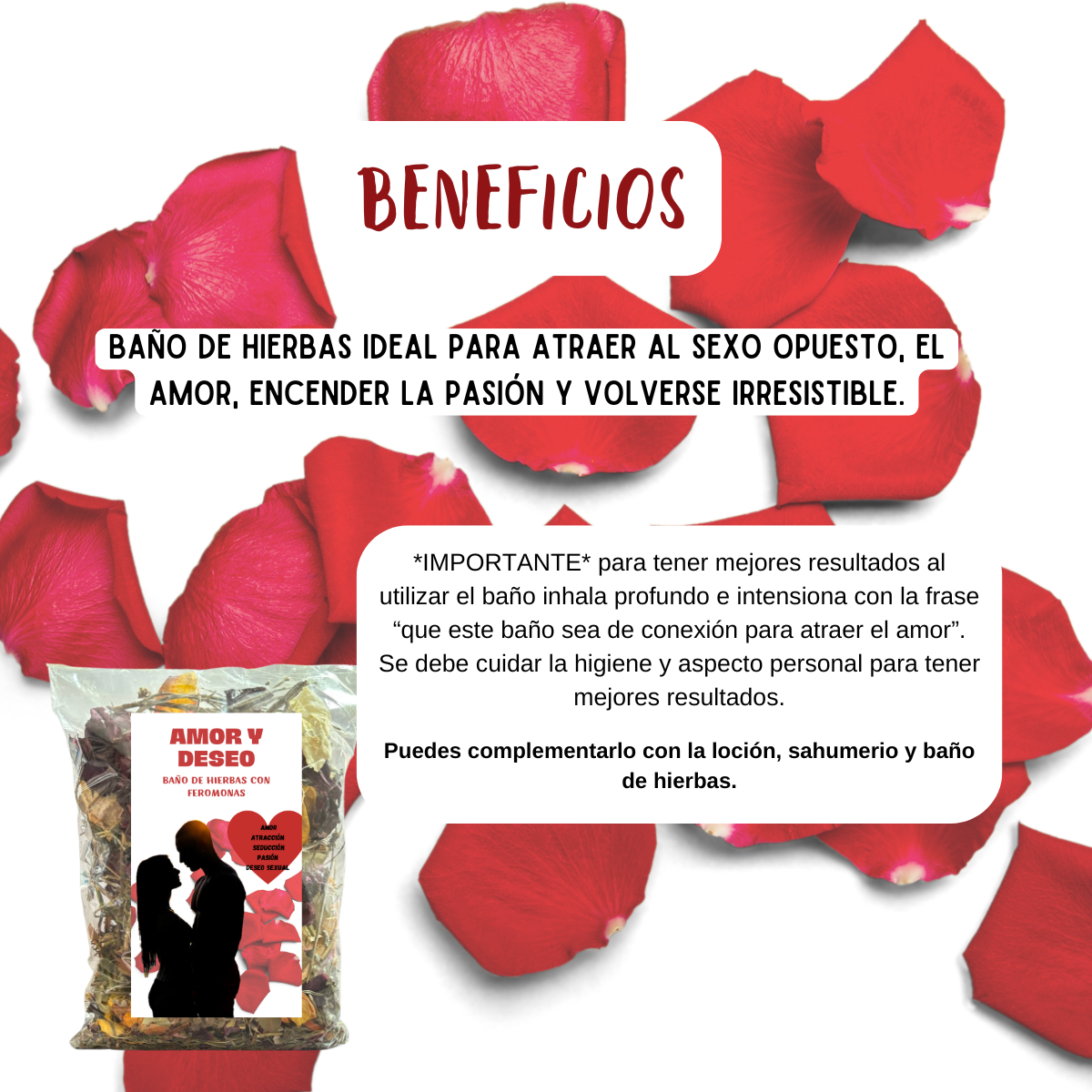 Baño de hierbas con feromonas atracción sexual amor deseo