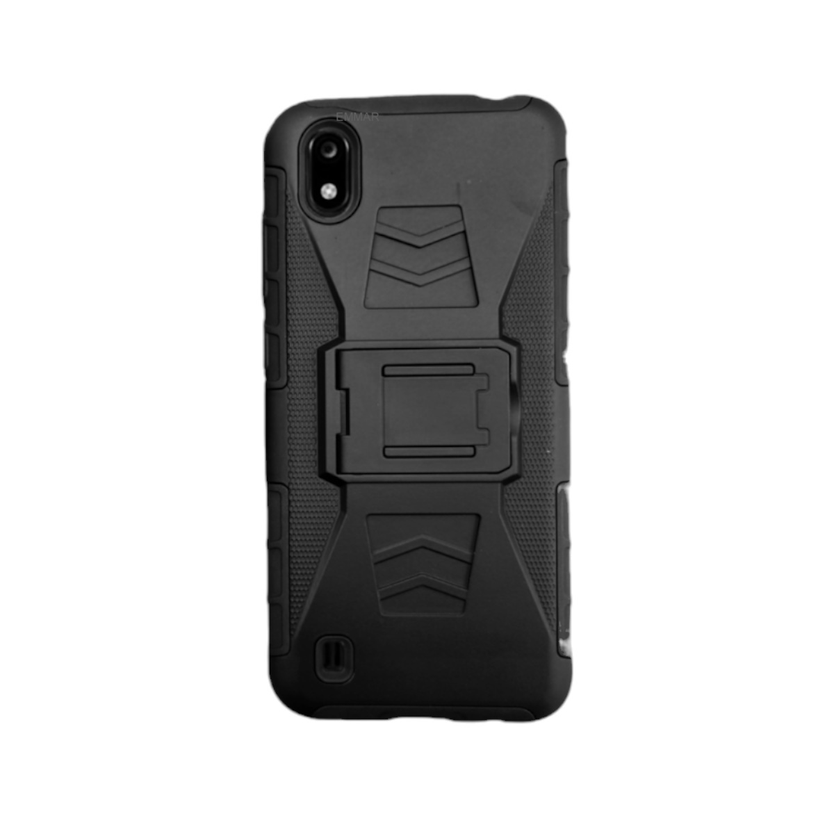 Funda Protector Uso Rudo con Clip más Mica de Cristal Gratis para ZTE Blade A7 2019 Color Negro