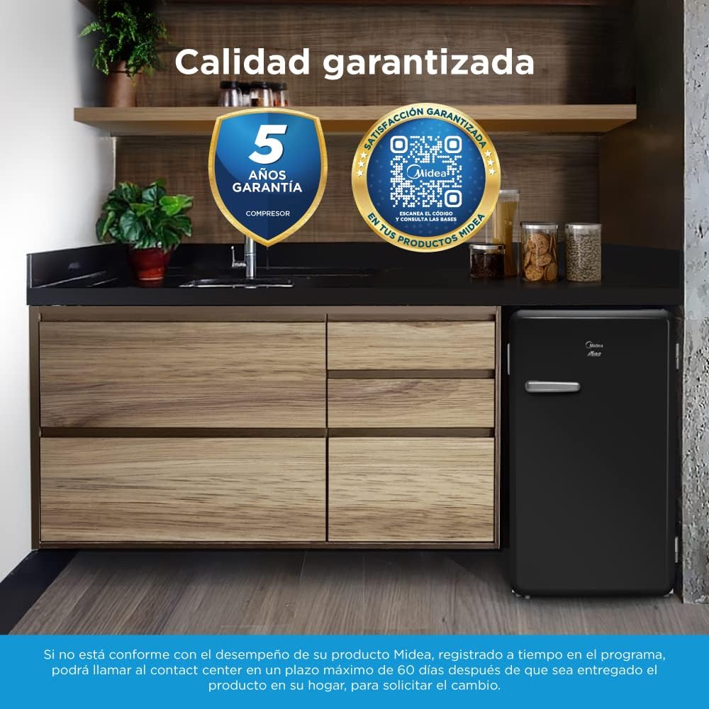 Midea Frigobar Retro Look de 4 Pies Cúbicos (106 L) en Color Negro - Always Cool