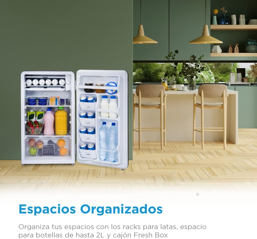 Midea Frigobar Retro Look de 4 Pies Cúbicos (106 L) en Color Negro - Always Cool