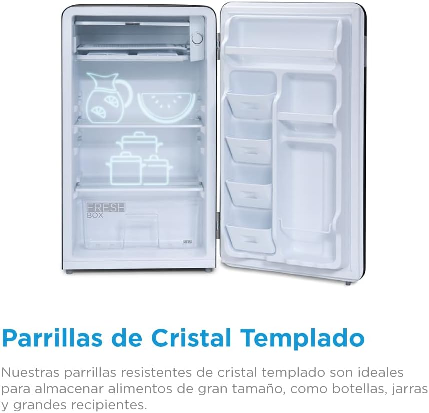 Midea Frigobar Retro Look de 4 Pies Cúbicos (106 L) en Color Negro - Always Cool