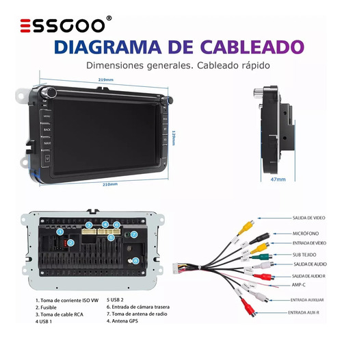 Estéreo 4+32gb Para Volkswagen 8 In Con Android Auto Carplay