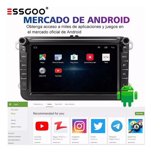 Estéreo 4+32gb Para Volkswagen 8 In Con Android Auto Carplay