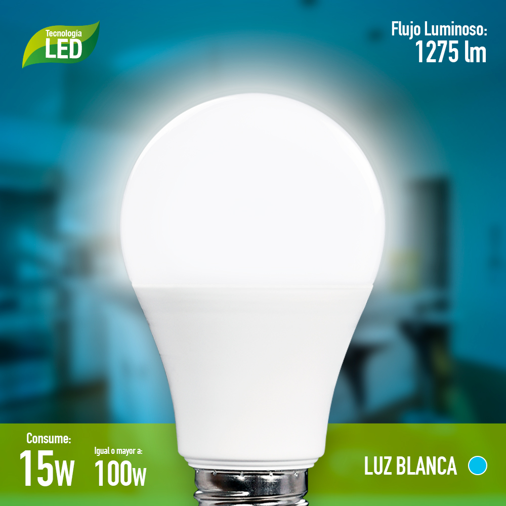 Foco Eco Icon Led Ahorrador Usa 15w Ilumina 100w Luz Fría