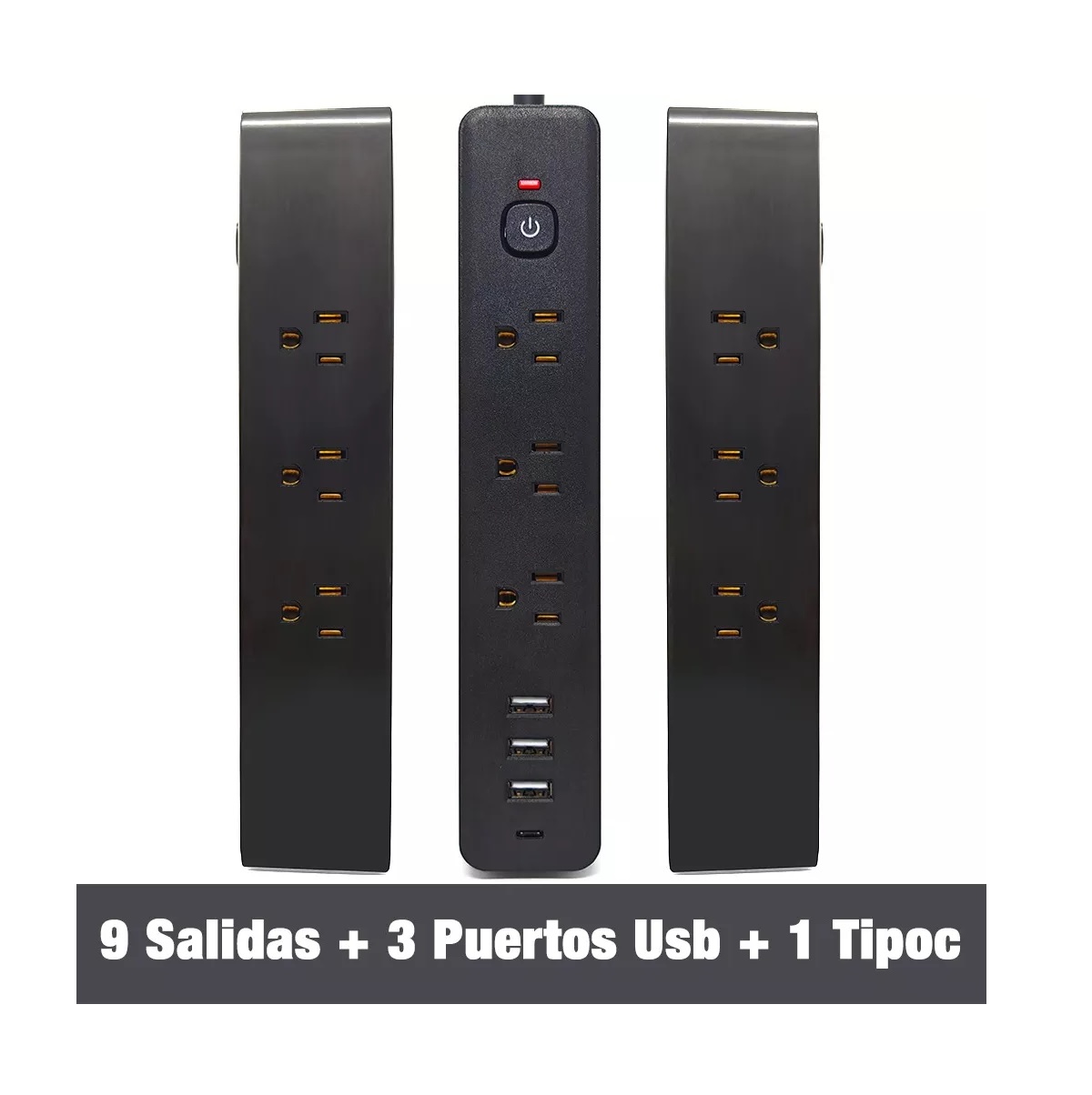 Multicontacto Con 9 Salidas Y 3 Puertos Usb + 1 Tipoc