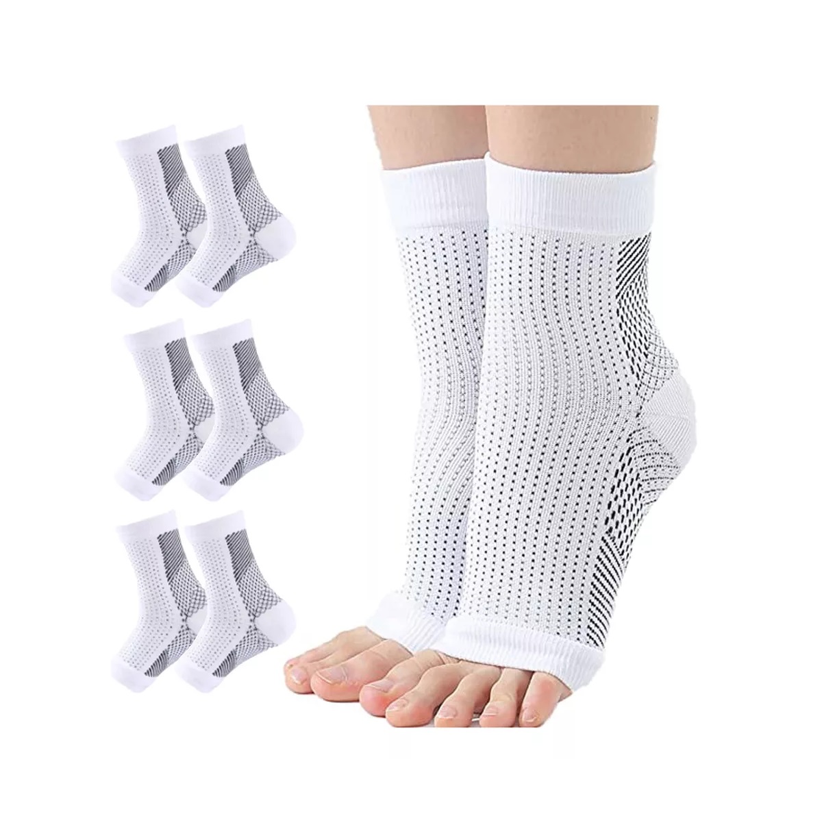 Set 3 Pares De Calcetines Para Neuropatía Blanco Talla L/XL