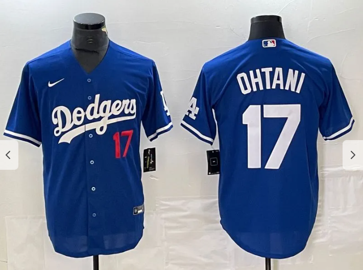 Maravilloso! Jersey Beisbol Dodgers Los Angeles BORDADO Azul Ohtani 17 Talla XL