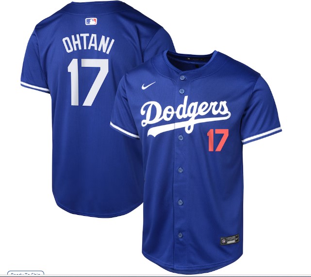 Maravilloso! Jersey Beisbol Dodgers Los Angeles BORDADO Azul Ohtani 17 Talla XL