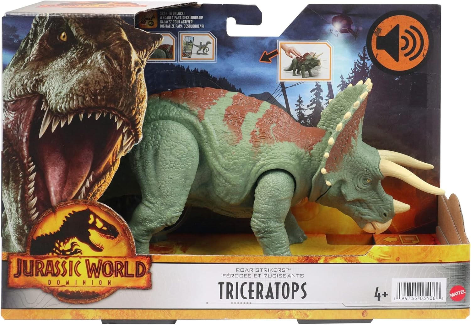 Jurassic World Dominion Roar Strikers Triceratops Interactivo