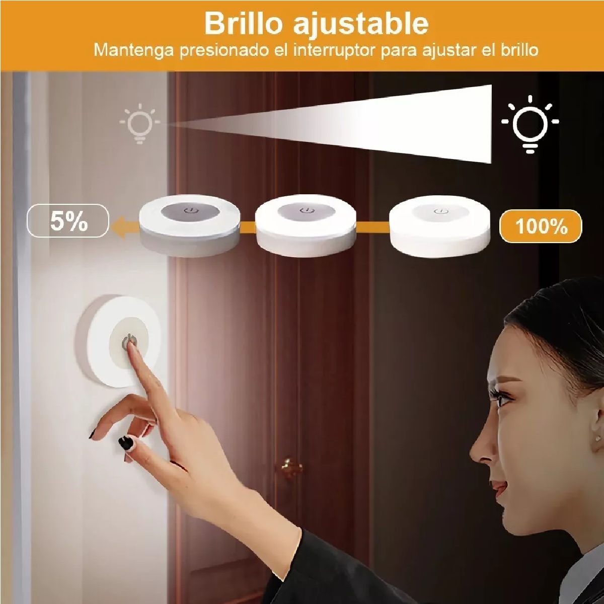 Luz De Led Clóset Lámpara Armario Noche Recargable Usb 6pzs
