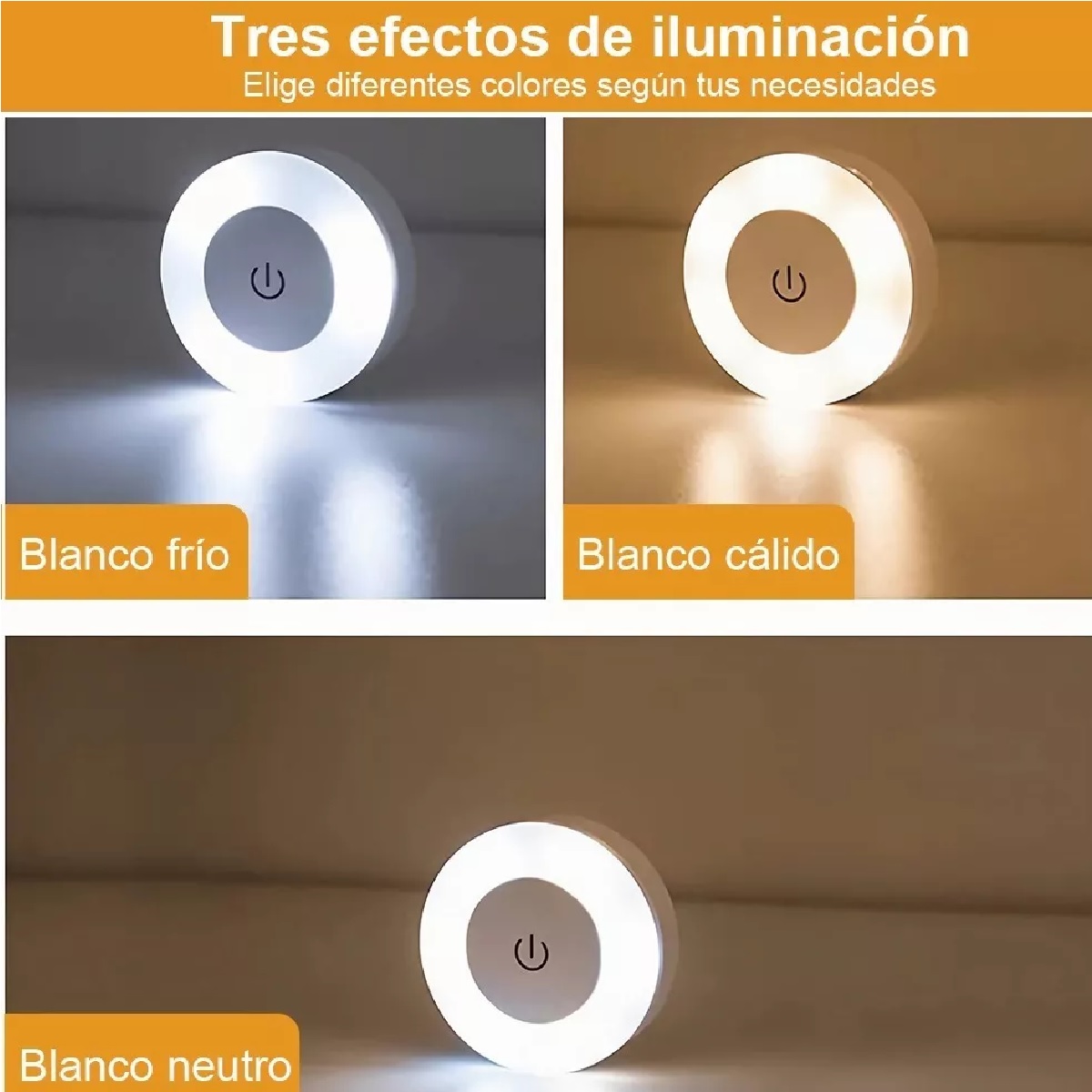 Luz De Led Clóset Lámpara Armario Noche Recargable Usb 6pzs