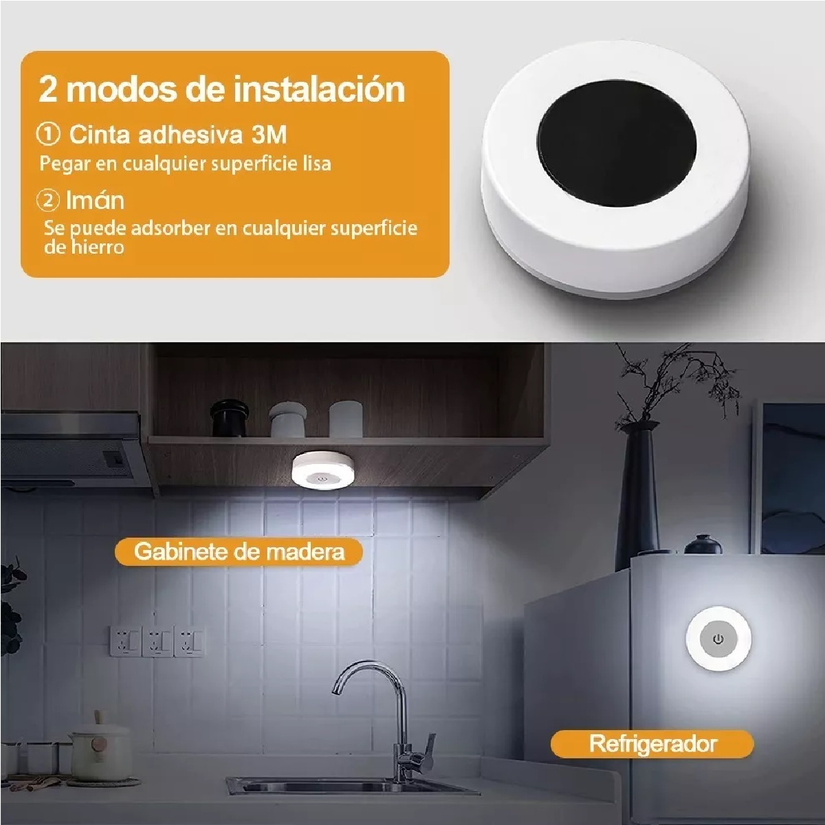 Luz De Led Clóset Lámpara Armario Noche Recargable Usb 6pzs